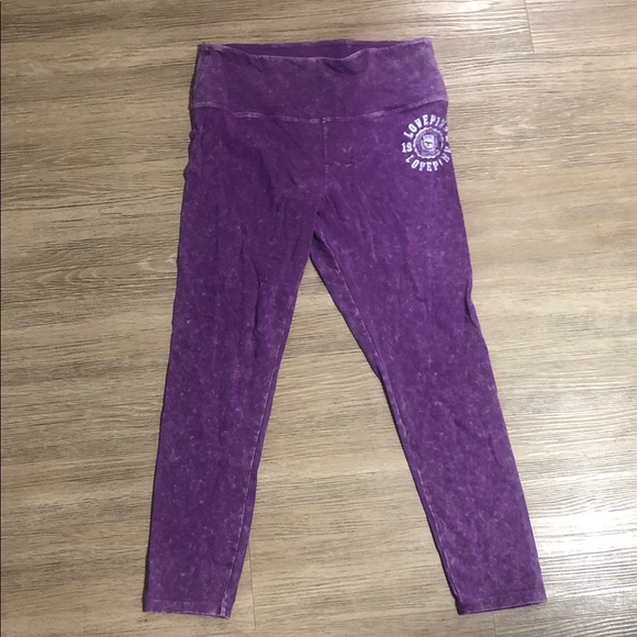 PINK Victoria's Secret Purple Leggings Xl - Picture 1 of 3